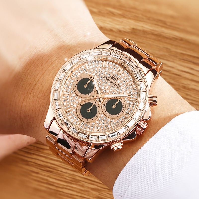 Large plate large full diamond men's watch gold with diamonds