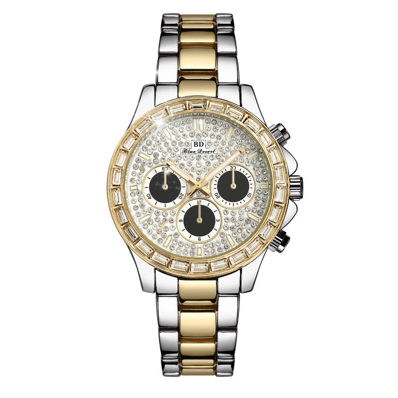 Large plate large full diamond men's watch gold with diamonds
