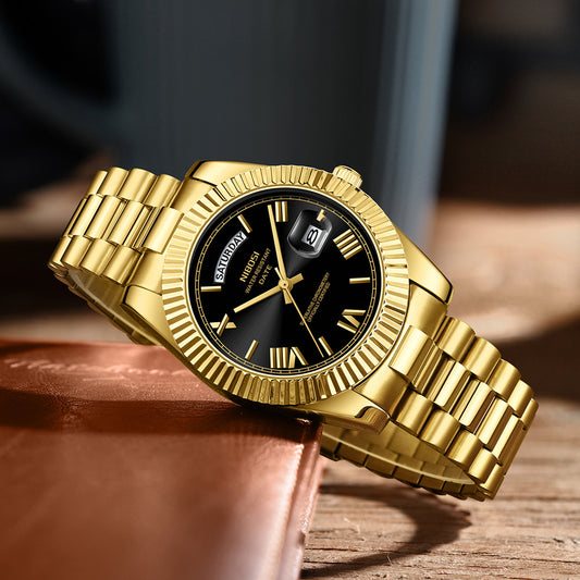 Nibosi Brand Fashion Trendy Men's Watch With Colorful Dial Quartz Wristwatch Men's Solid Steel Band Watch