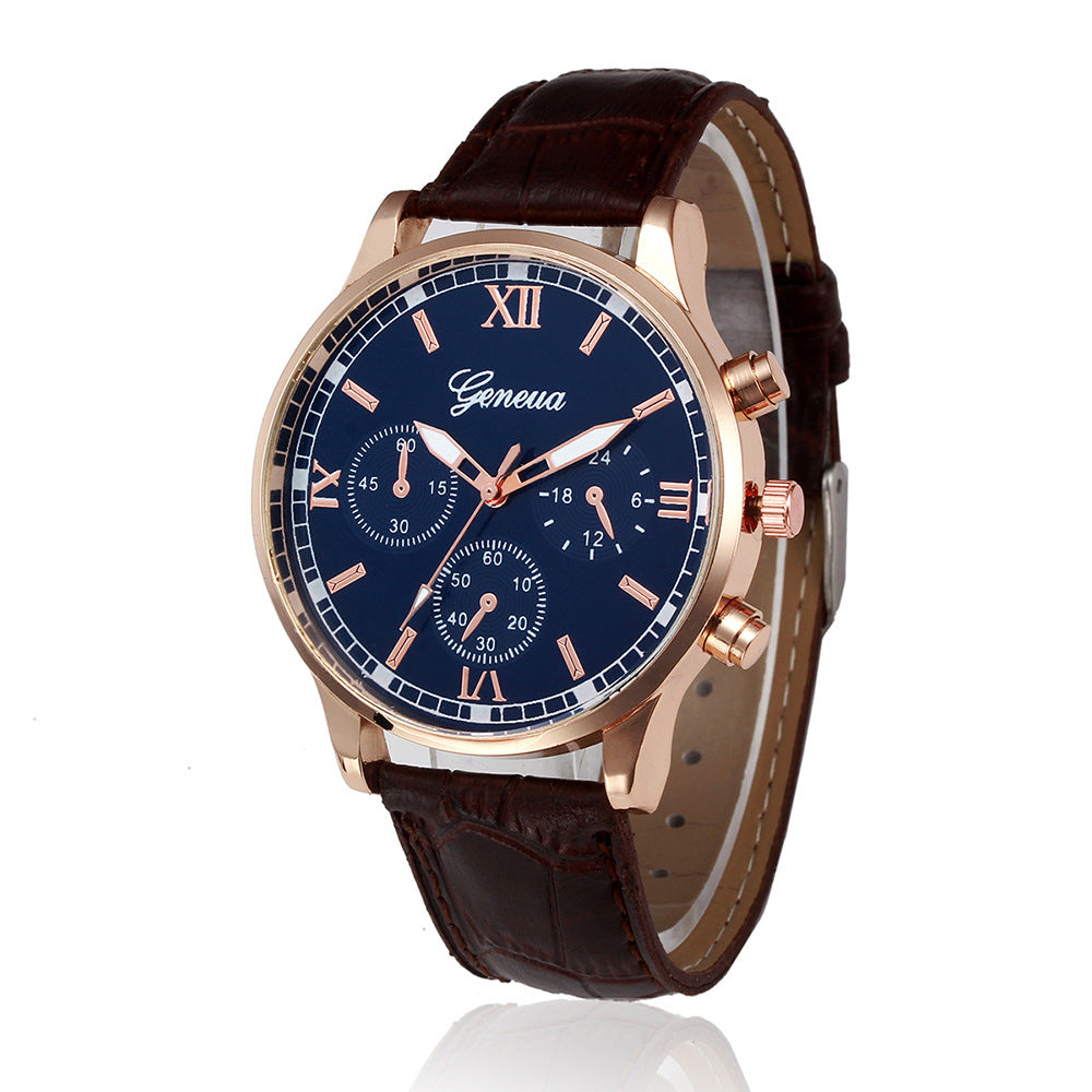 Men&#039;s Fashion Simple Business Quartz Watch Leather Belt Student Wristwatch Scale Casual Style Stainless Steel Buckle Round Dial