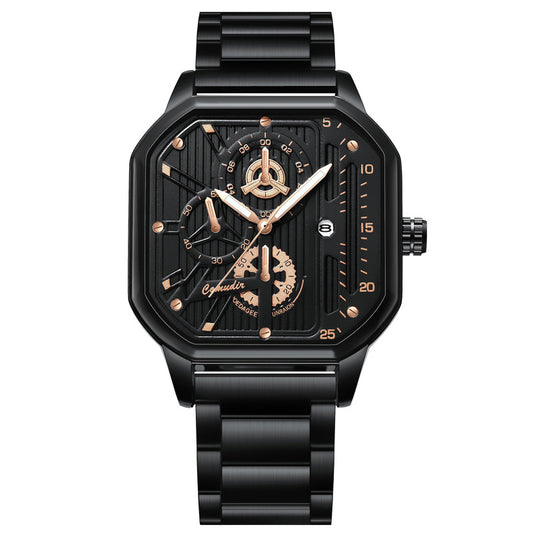 Square Men&#039;s Watch Men&#039;s Waterproof Luminous Calendar Cross-border Fashion Quartz Watch New